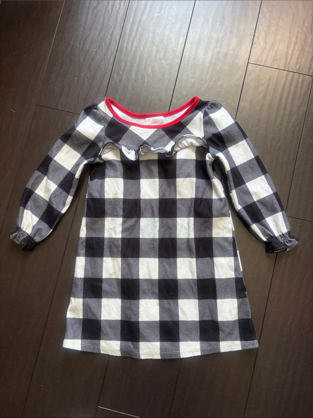 Wondershop Black and White Buffalo Check Nightgown with Red Trim